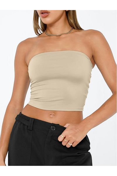 Teenystore Μπλούζα με κοντά μανίκια και στράπλες μπαντό από ζέρσεϊ