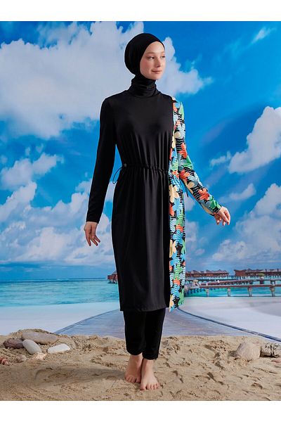 MAYOU Stylish Hijab Swimsuit with Stopper - Black -