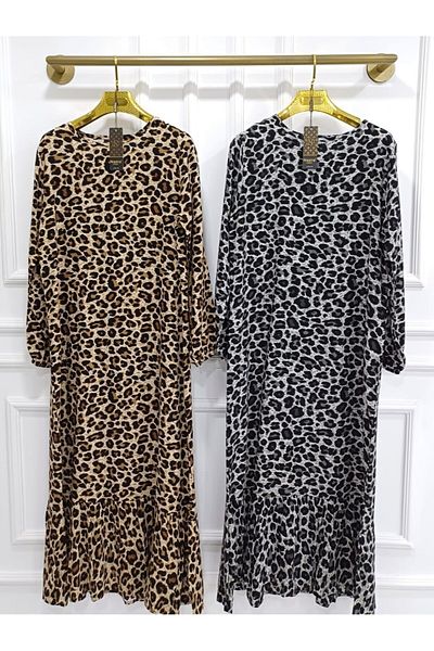 Zeynep Butik Φόρεμα με λεοπάρ ύφασμα βισκόζης 1688