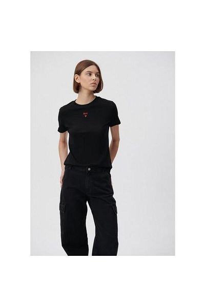 Mavi Logo Printed Black Women's T-Shirt m 1601185 -900