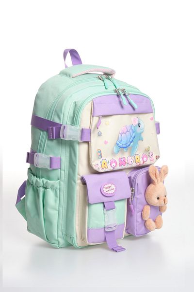 Roxbros Cute Turtle Patterned Multi-Compartment Girls' School Bag - Ergonomic Primary School Backpack