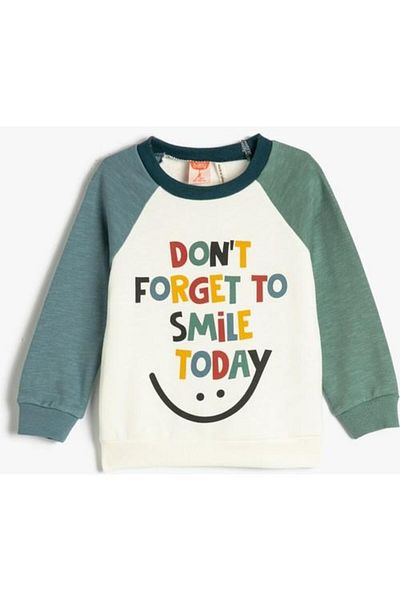 Koton Sweatshirt Rose Gold Crew Neck Printed Cotton