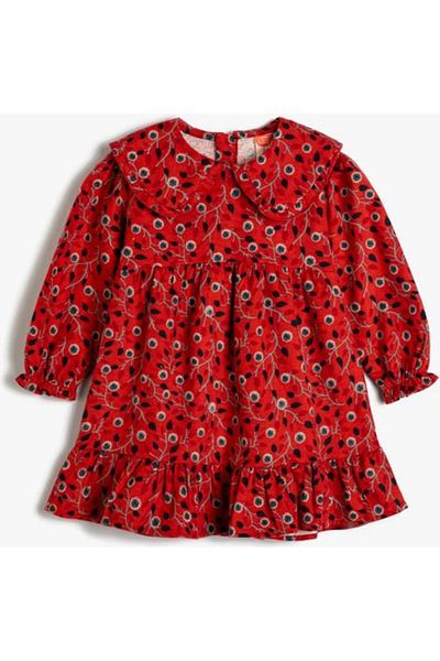 Koton Baby Girl Orange Patterned Dress