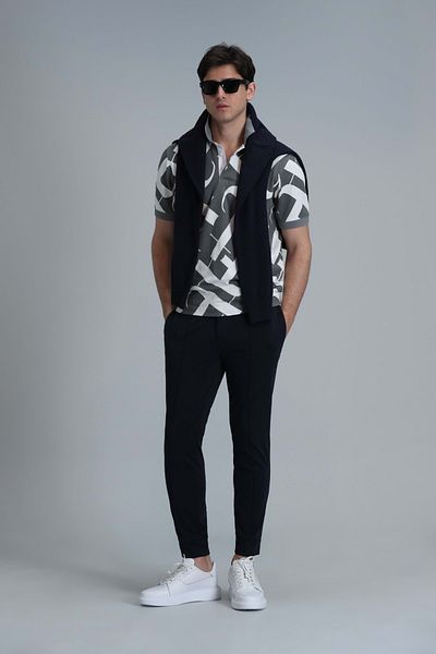 Lufian 111190330 Pito Jogger Παντελόνι Tailored Fit Ανδρικό Παντελόνι Navy Blue