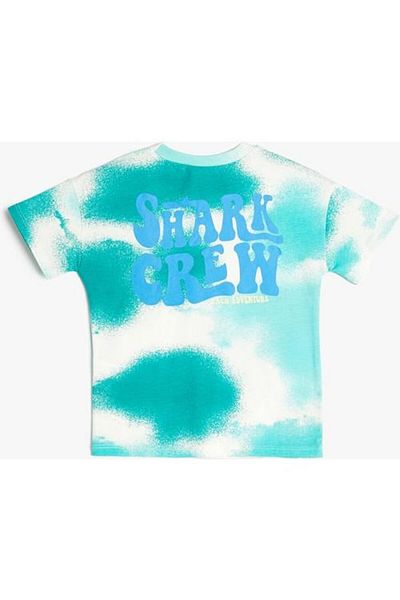 Koton Tricou cu mânecă scurtă din bumbac cu model Tie-Dye - Decolteu