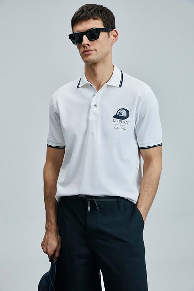 Lufian 111040223 Tricou Sandor Smart Polo Guler Tricou Bărbați Alb