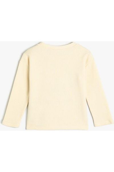 Koton Dog Printed Cotton Long Sleeve Crew Neck T-Shirt