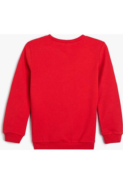 Koton Animal Printed Cotton Sweatshirt - Crew Neck Raised