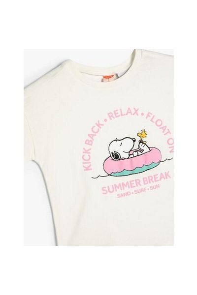 Koton Cotton Snoopy T-Shirt - Short Sleeve, Licensed, Crew Neck