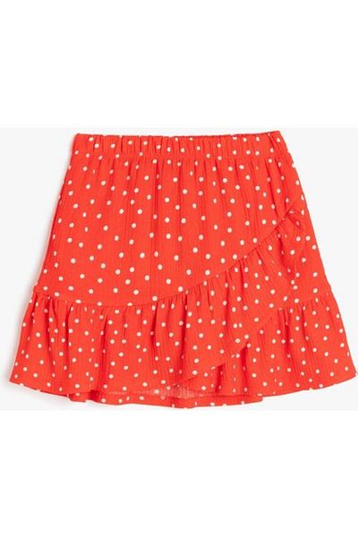 Koton Ruffled drawstring polka dot mini skirt.
