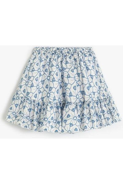 Koton Fustă cu model floral, cu talie elastică și detaliu cu volane