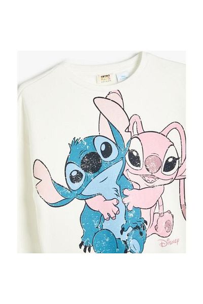Koton Stitch licencovaná mikina s dlouhým rukávem a zvýšeným růstem - Crew Neck