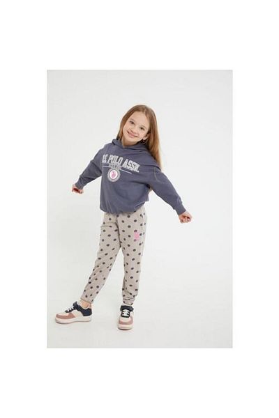 U.S. Polo Assn. Λεπτομερές σετ αθλητικής φόρμας από καουτσούκ για κορίτσια με άδεια χρήσης Anthracite