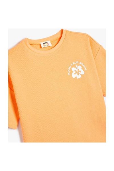 Koton Cotton Tropical Printed Short Sleeve Crew Neck T-Shirt
