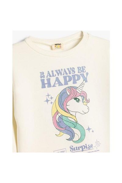 Koton Unicorn Patterned Cotton Sweatshirt - Long Sleeve, Crew Neck