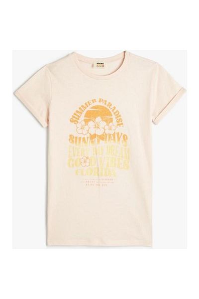 Koton T-Shirt Summer Themed Short Sleeve Cotton