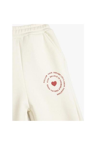 Koton Heart Printed Jogger Sweatpants - Elastic Waist Pocket