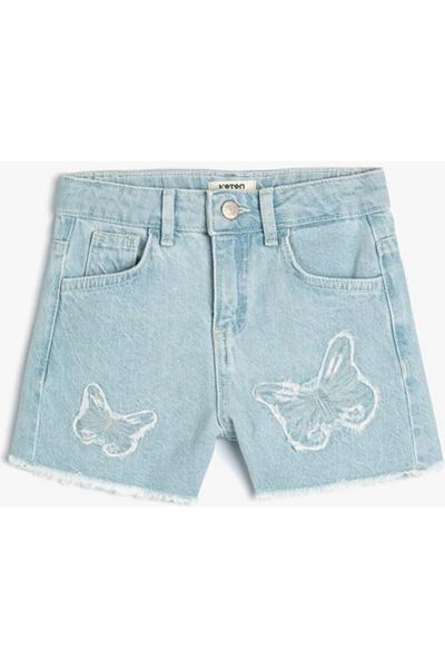 Koton Baumwoll-Denim-Shorts – Tasche mit Schmetterlingsapplikation