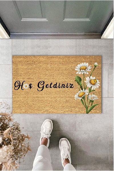 Dormot Home Decorative Modern Digital Printing Daisy Flower Pattern Doormats