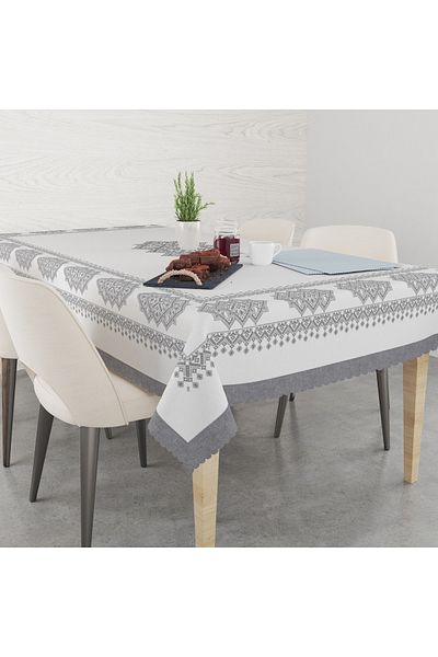 yok yok evim eve dair her şey Ethnic Patterned Linen-Effect Worry-Free Tablecloth