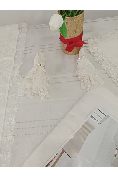 Elisam Living Room Set Napkin+Ranir+Table Cloth (Full Set with White Box)