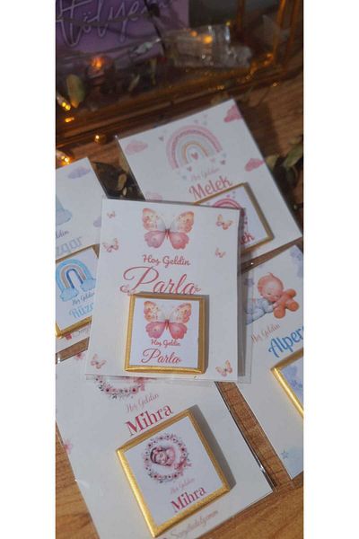 sevgiliatolyemm mutluluk getirmesi dileğiyle Baby Chocolate with Card 5 Pieces Newborn Birthday Gift