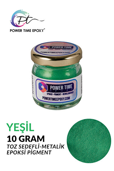 POWER TIME EPOXY Sedefli Metalik Toz Pigment Boya 10 Gram/ Yeşil / Epoksi Için