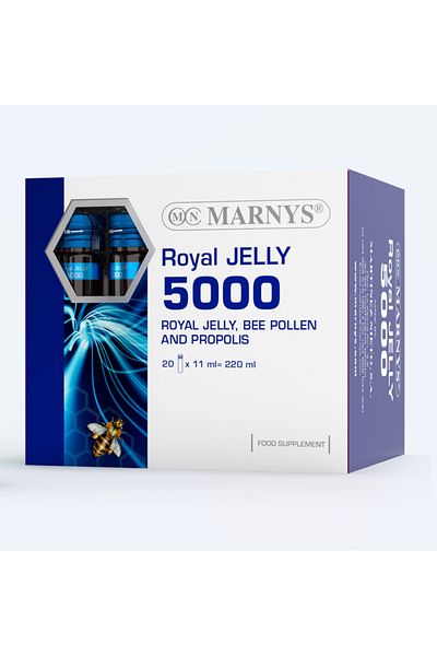 Marnys Royal Jelly 5000 - Royal Jelly, Bee Pollen & Propolis - 20 Drinkable Vials