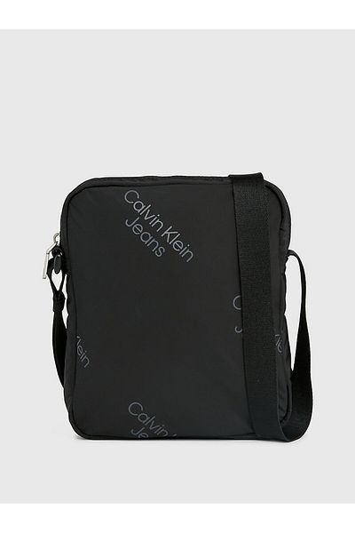 Calvin Klein Men's Logo Leather Zippered Daily Use Black Shoulder Bag K50K511823-01R