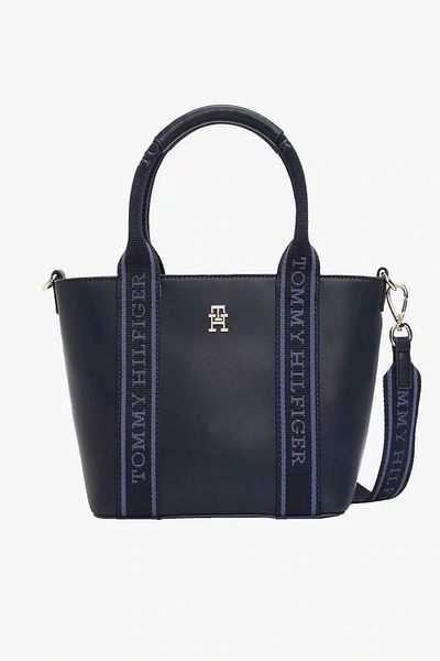 Tommy Hilfiger Th Logotape Mini Tote Dámská tmavě modrá kabelka Aw0aw17201dw6