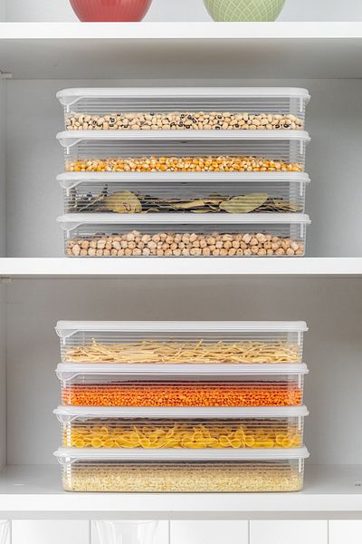 BRAMBLE LIFE 12 Pieces 2.3 Lt Leakproof Rectangular Refrigerator Freezer and Microwave Storage Container Set Transparent