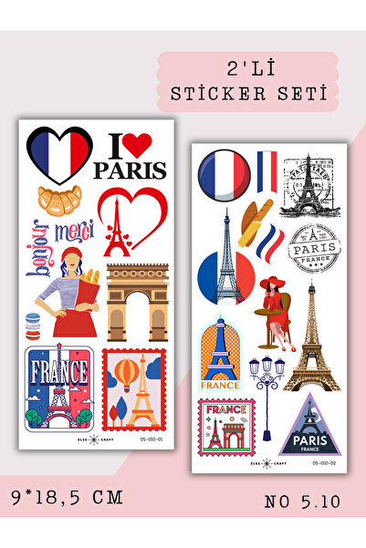 Else Craft 2'li Fransa Paris Seyahat Temalı Sticker 5.10 - Ajanda Planlayıcı ...