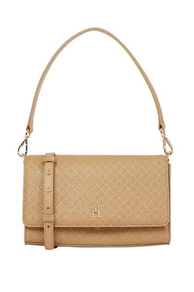 Tommy Hilfiger Női monogram TH logóval nyomtatott bézs válltáska állítható vállpánttal AW0AW16933-RBC