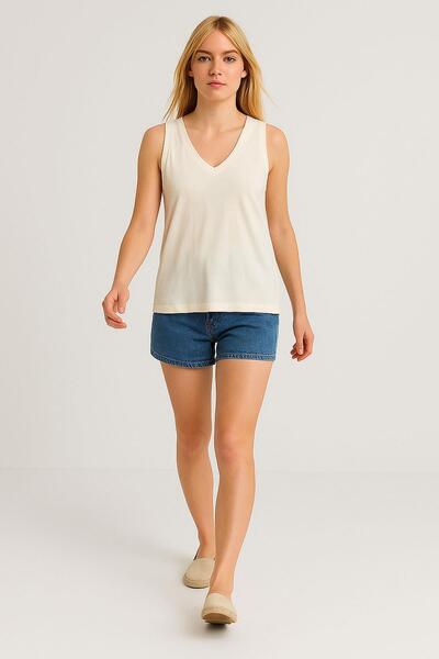 COTENCONCEPT 3 τεμάχια A-Line μπροστινό και πίσω μπλουζάκι με λαιμόκοψη V με χοντρό λουράκι από βαμβακερό βασικό μπλουζάκι
