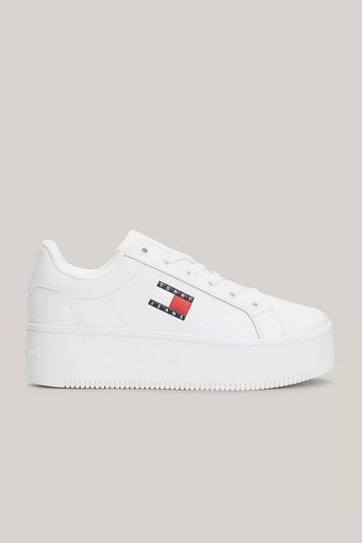 Tommy Hilfiger Γυναικεία επώνυμα λογότυπο Πλατφόρμα Γόβες με κομψή εμφάνιση Λευκά αθλητικά παπούτσια κατάλληλα για καθημερινή χρήση En0en02518-