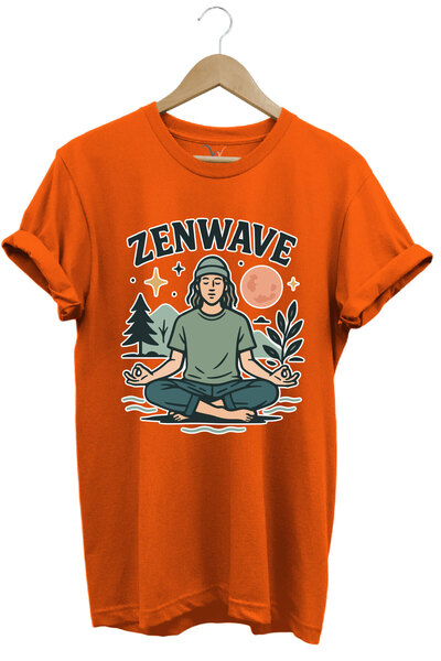 onsrawear Unisex 100% Cotton Orange Basic T-Shirt Reflecting Meditation and N...