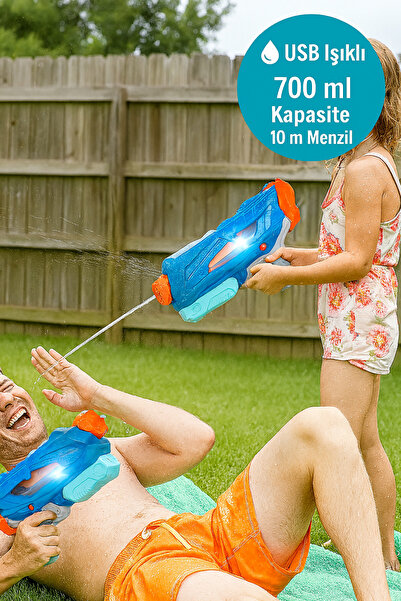 TOYFEST 5 Nozullu Işıklı Su Tabancası – 700 ml Dev Su Haznesi Ile Sınırsız Eğ...