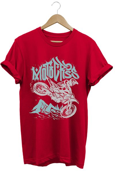 onsrawear Motorcycle Cross Motor Motocross Mountain Design Printed Unisex 100% Cotton Basic T-Shirt