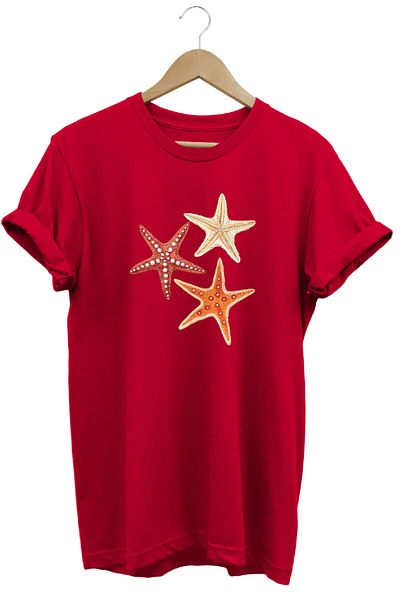 onsrawear Stylish Starfish Design Printed Summer Unisex 100% Cotton Basic T-Shirt