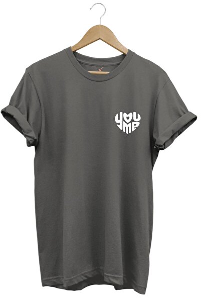 MODA Tricou minimalist unisex, 100% bumbac, antracit, cu gât crew, de bază