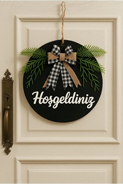 Koray Shoes Kapı Süsü Hoşgeldiniz Siyah Hediyelik Kurdeleli DışKapı süsü - Ev...