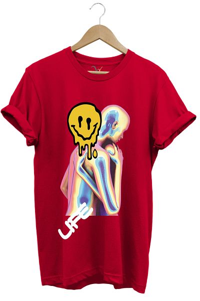 onsrawear Life and Collapse 100% Cotton Red Basic T-Shirt