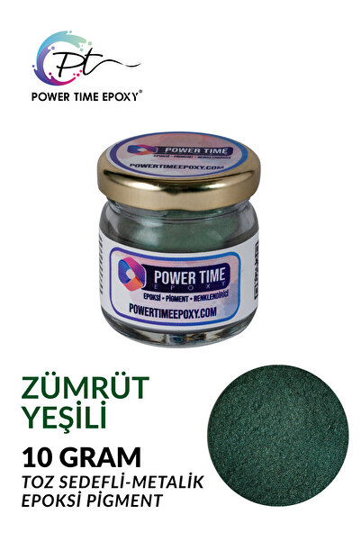 POWER TIME EPOXY Sedefli Metalik Toz Pigment Boya 10 Gram/ Zümrüt Yeşili / Ep...
