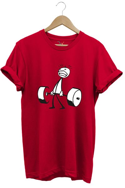 onsrawear Fitness Weight Lifting Trash Man 100% Cotton Red Basic T-Shirt
