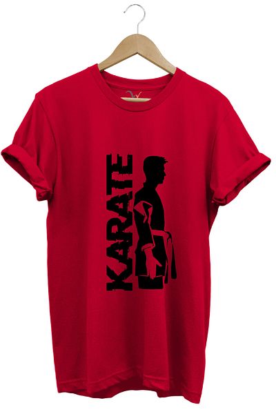 onsrawear Karete Printed Red Unisex 100% Cotton Red Basic T-Shirt