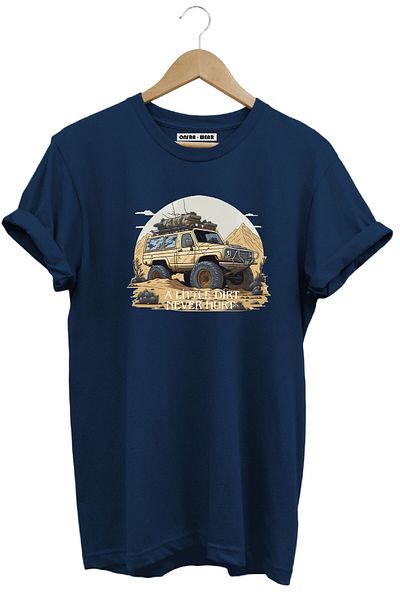 onsrawear Outdoor Offroad 4X4 Car Printed Mountain a Little Dirt Never Hurt 100% Cotton Navy Blue Basic T-Shirt