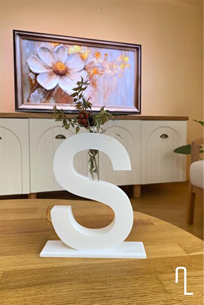 Tasarım S harfi cam tüp uyumlu vazo (Cam tüp hediyeli)