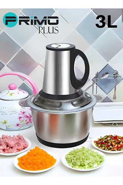 Primo Plus Electric Meat Grinder, Food Processor Blender With 3l Stainless Steel Bowls Pr165