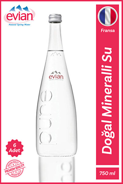 Evian Doğal Mineralli Su Cam Şişe 750 ml X 6