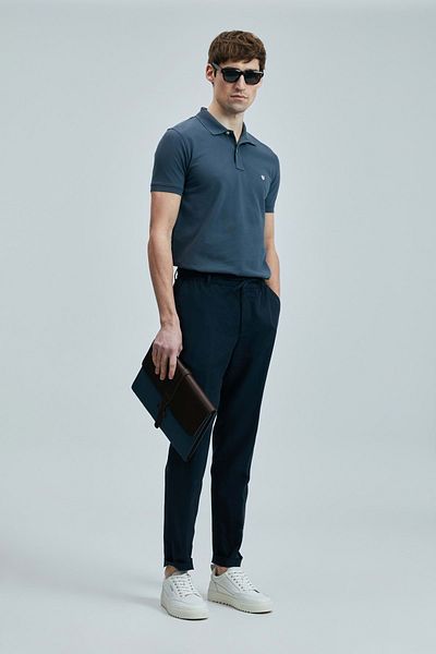 Lufian 111040206 Laon Smart Polo Γιακά T-shirt Ανδρικό T-shirt Ανθρακί